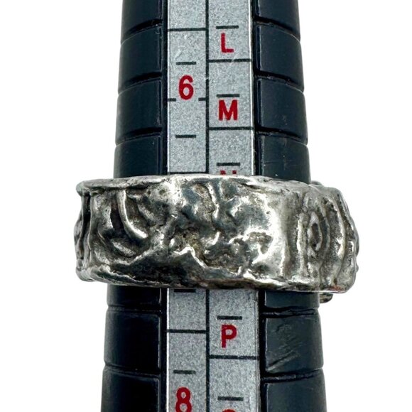 Artisan Cushion 10mm Crystal Boho Ring Crafted with Silver Blend Metalwork Sz 7 - Picture 11 of 17